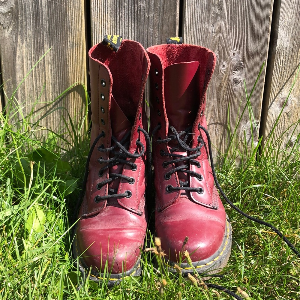 Doc Martens. Deep red, size 8 UK, 7 US, 39 CDN.